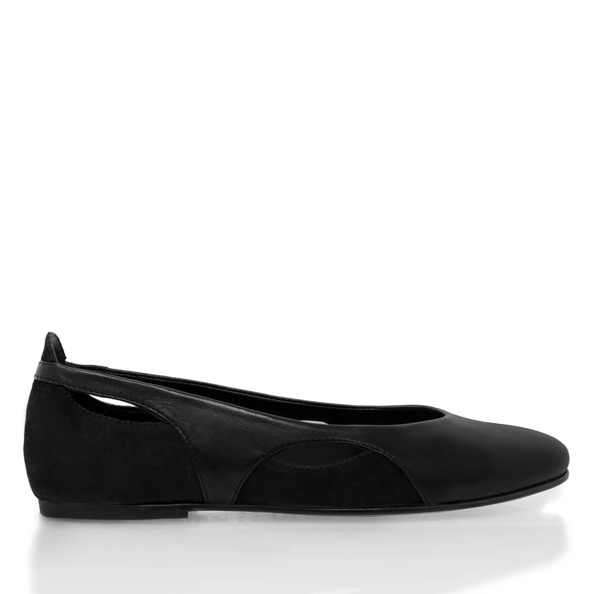 ARACELI - Negro Regina Romero Zapato Flat Balerina de Piso Para Dama en Piel