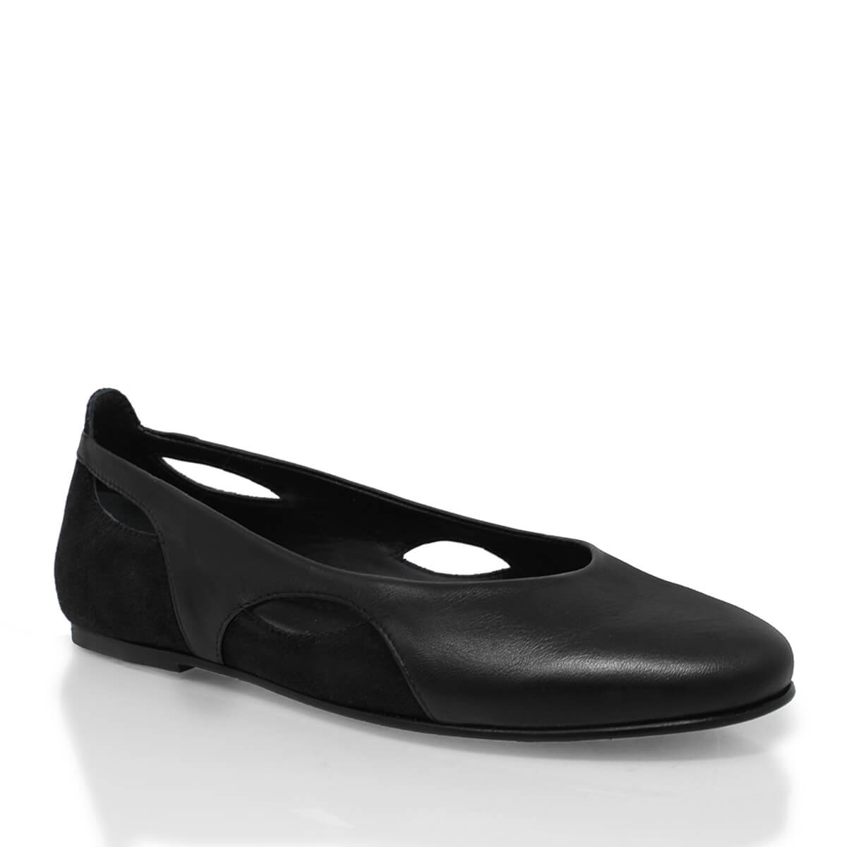 ARACELI - Negro Regina Romero Zapato Flat Balerina de Piso Para Dama en Piel