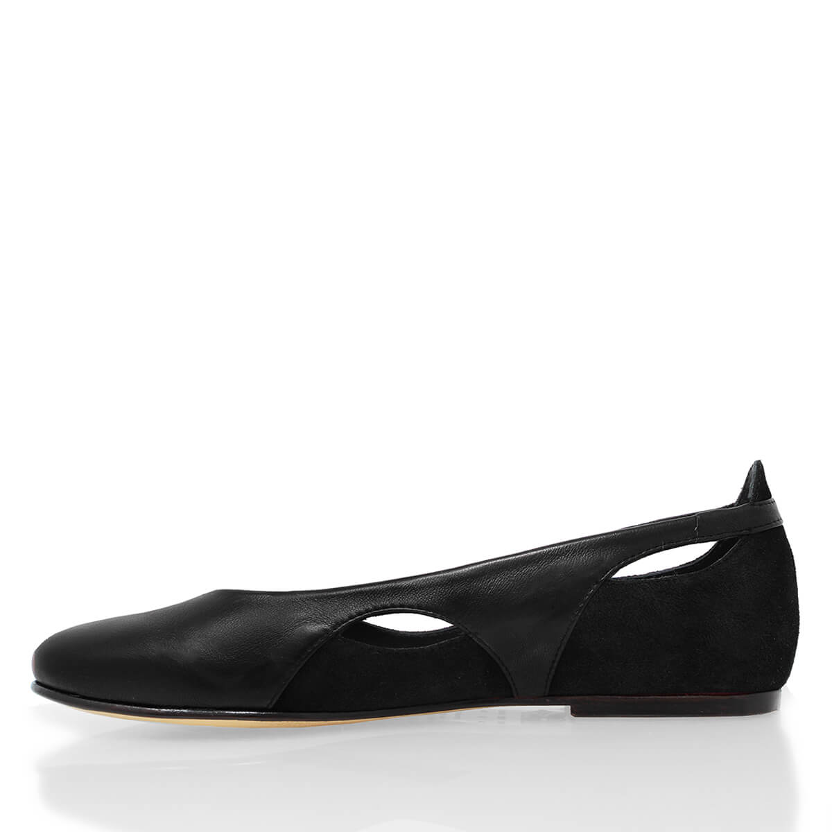 ARACELI - Negro Regina Romero Zapato Flat Balerina de Piso Para Dama en Piel
