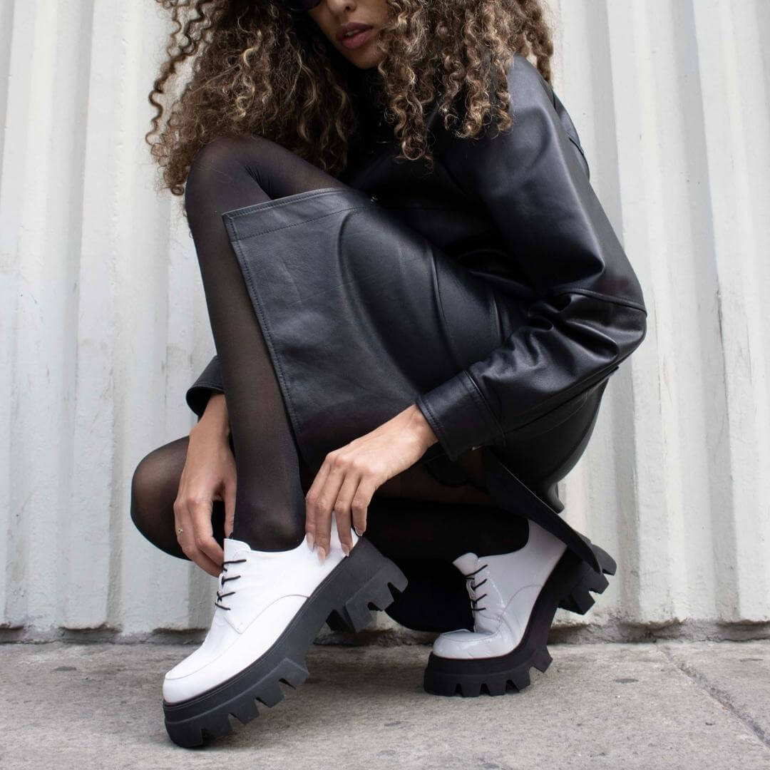 KRYSTA 65 - Black Patent Leather Regina Romero Urban Sport Bostonian Shoe for Lady in Leather