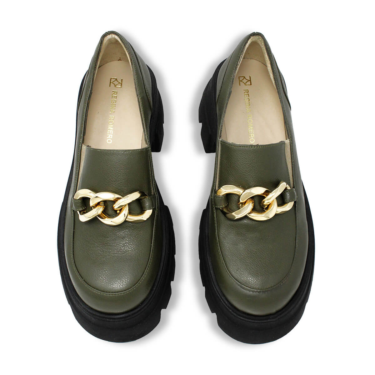 RAQUEL 65 - Verde Olivo Regina Romero Zapato Tenis Urbano Sport Para Dama en Piel