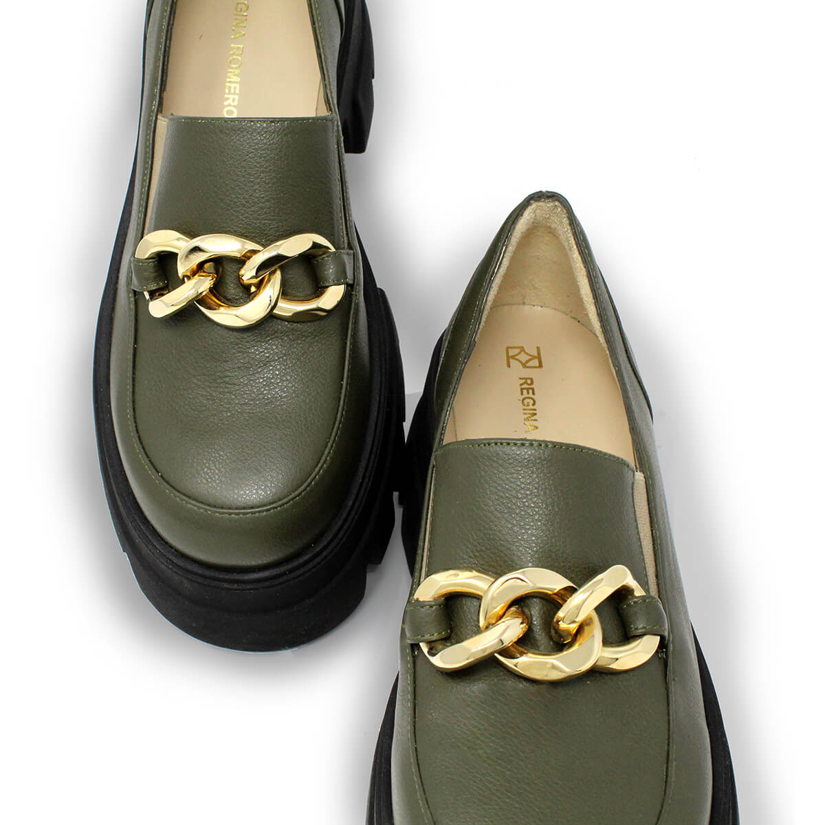 RAQUEL 65 - Verde Olivo Regina Romero Zapato Tenis Urbano Sport Para Dama en Piel