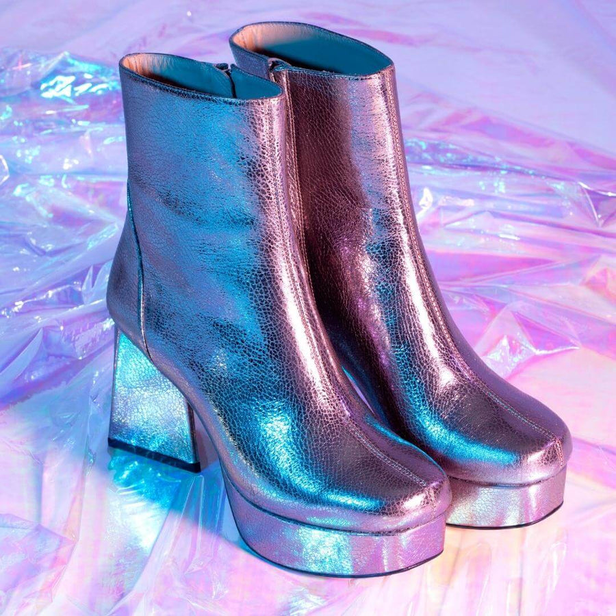 INGRID 95 - Antimonio Regina Romero High Heel Platform Ankle Boot Shoe for Women in Leather