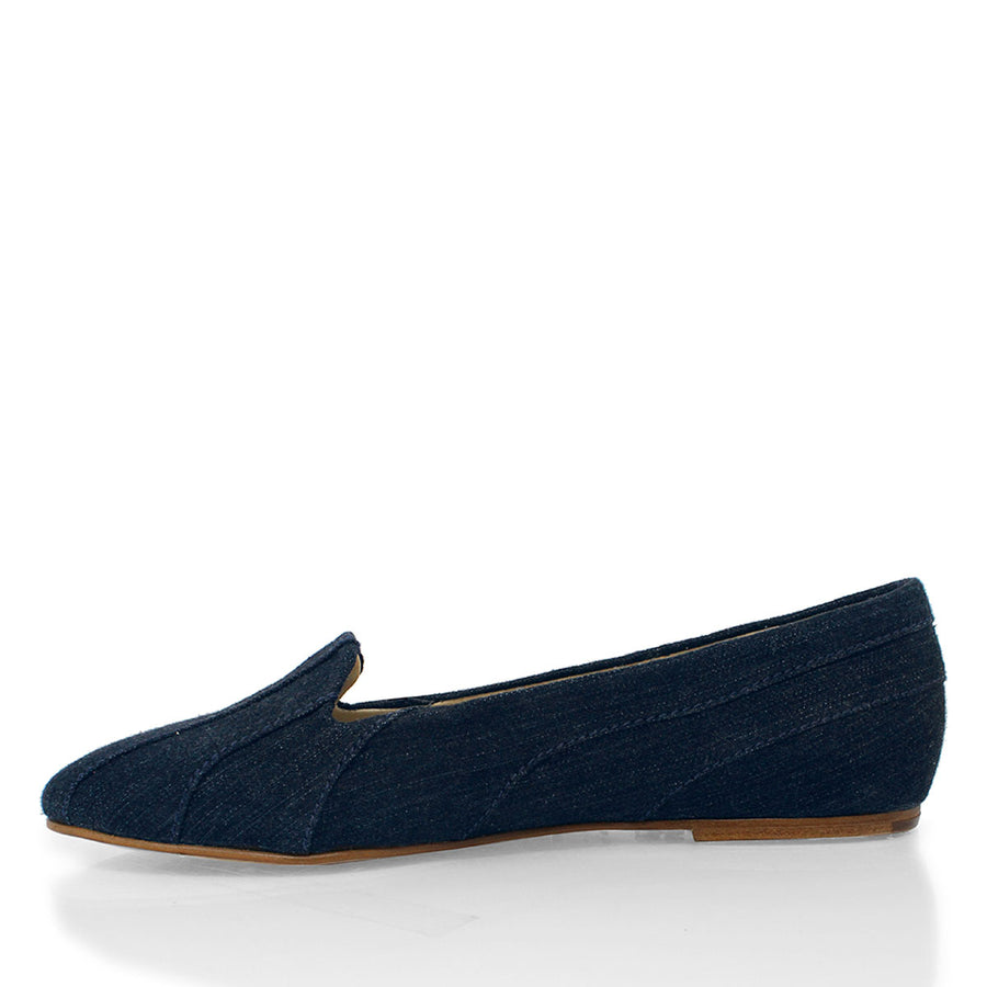 GILDA - Denim Regina Romero Zapato Flat Balerina de Piso Para Dama en Piel