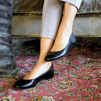 IZAR - Negro Regina Romero Zapato Flat Balerina de Piso Para Dama en Piel