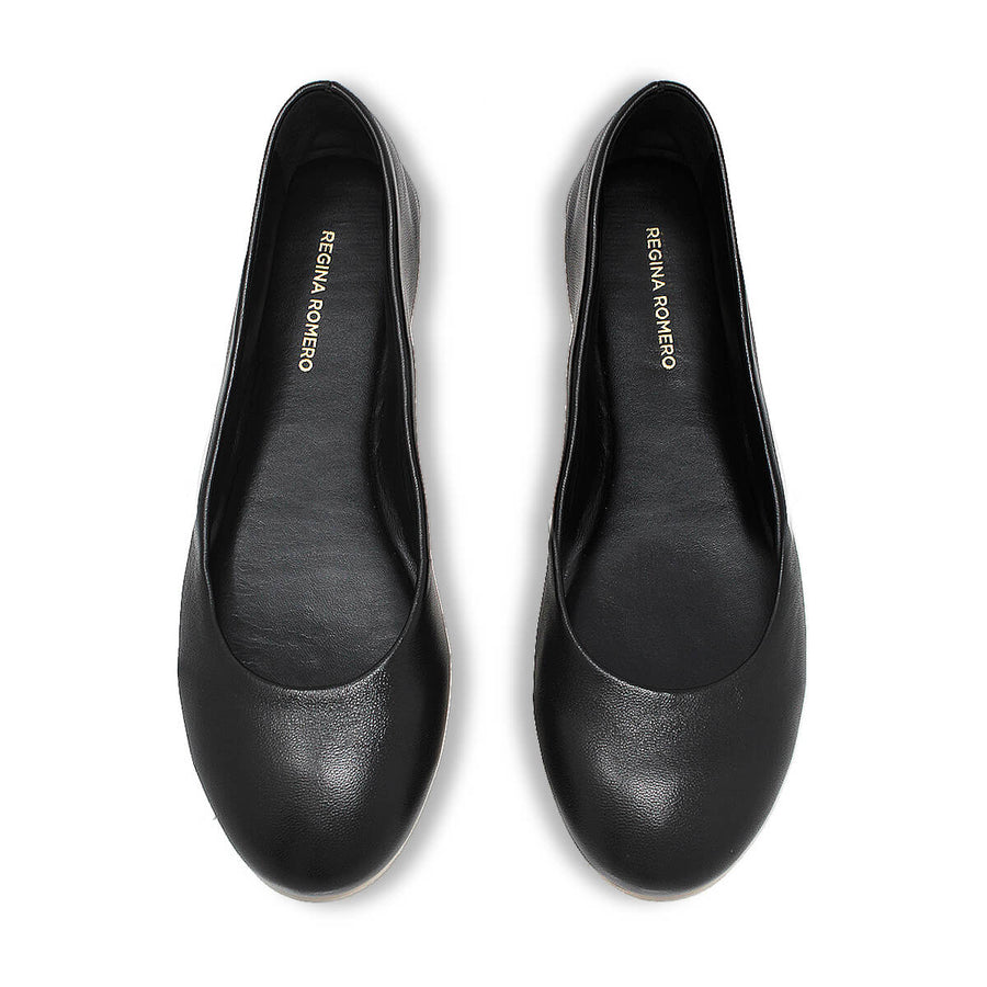 IZAR - Negro Regina Romero Zapato Flat Balerina de Piso Para Dama en Piel