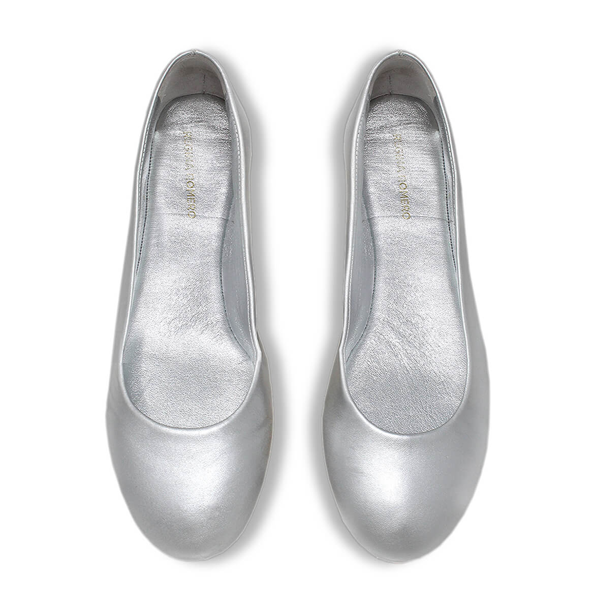 IZAR - Plata Regina Romero Zapato Flat Balerina de Piso Para Dama en Piel