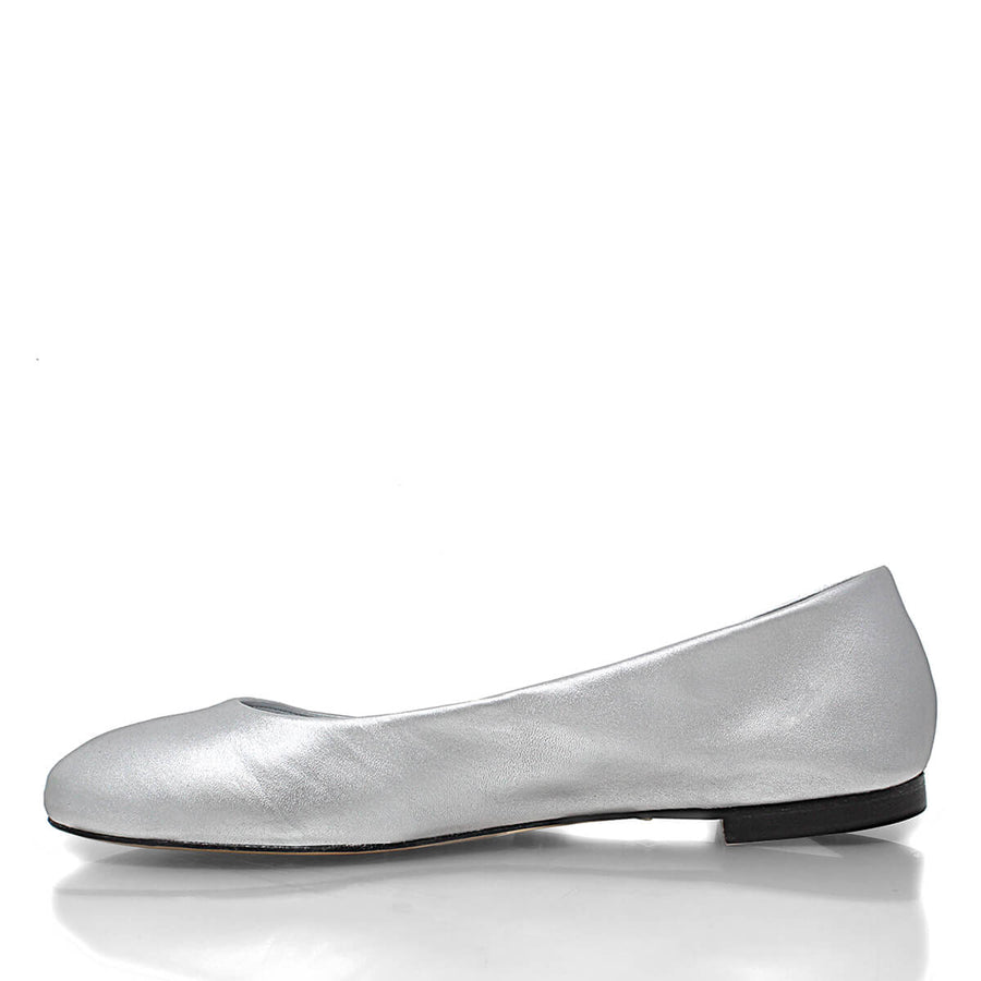 IZAR - Silver Regina Romero Flat Ballerina Floor Shoe for Women in Leather