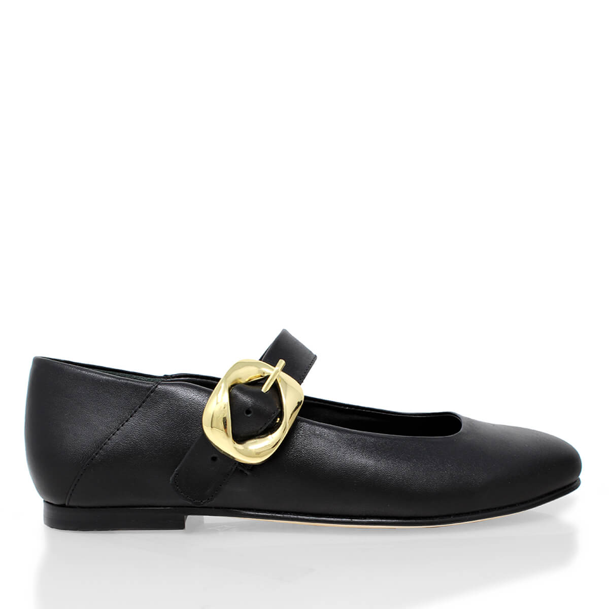 LOLA - Negro Regina Romero Zapato Flat Balerina de Piso Para Dama en Piel