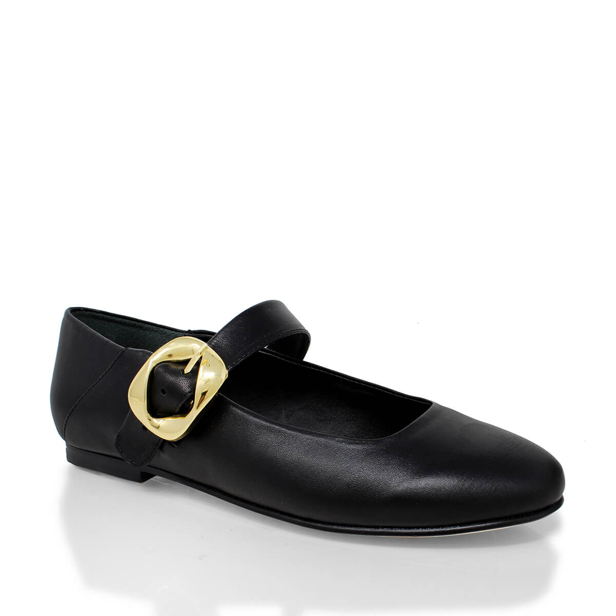 LOLA - Negro Regina Romero Zapato Flat Balerina de Piso Para Dama en Piel
