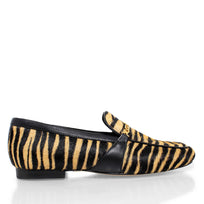 BETTY - Negro y Beige Regina Romero Zapato Mocasin de Piso Para Dama en Piel