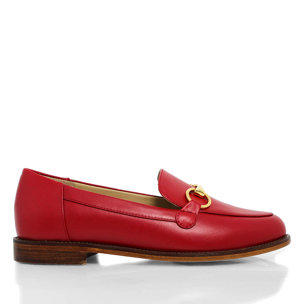 JUDY - Rojo Regina Romero Zapato Mocasin de Piso Para Dama en Piel