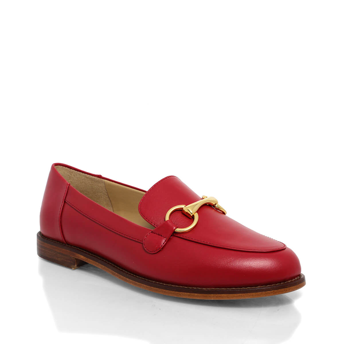 JUDY - Rojo Regina Romero Zapato Mocasin de Piso Para Dama en Piel