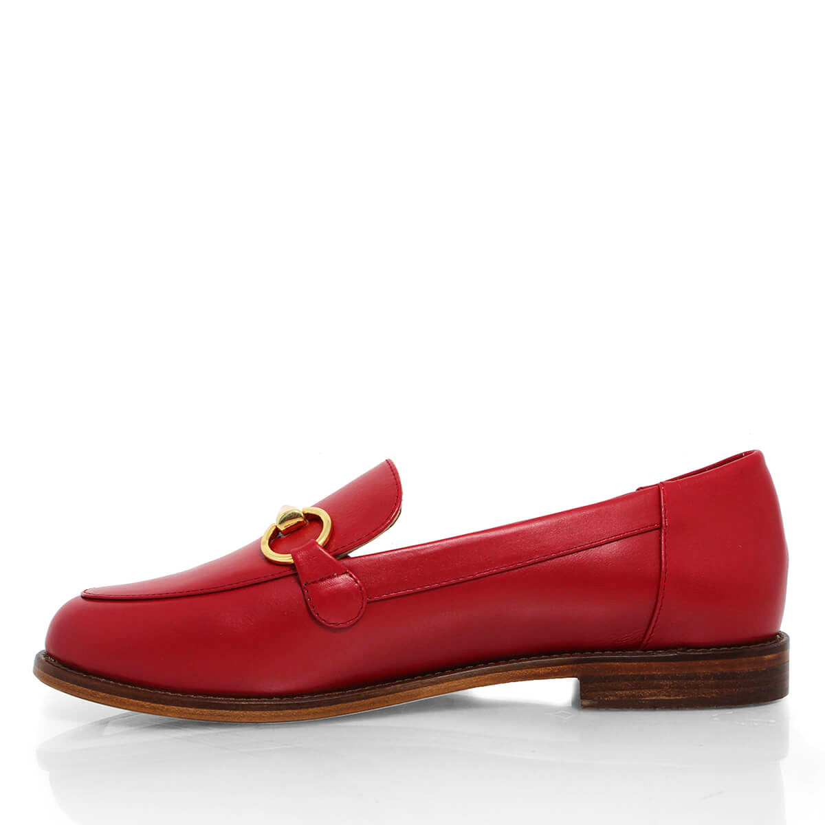 JUDY - Rojo Regina Romero Zapato Mocasin de Piso Para Dama en Piel