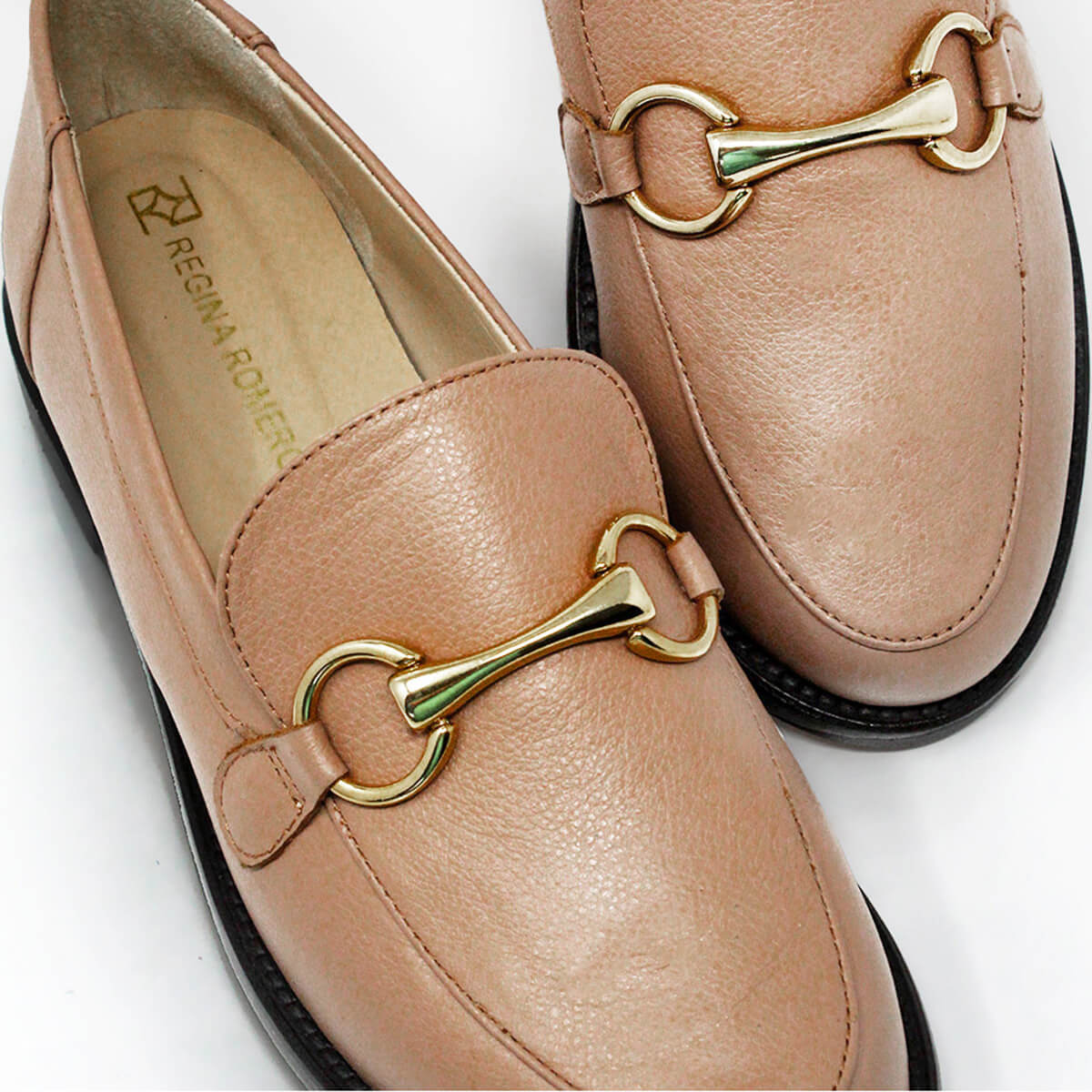 JUDY - Camel Regina Romero Zapato Mocasin de Piso Para Dama en Piel