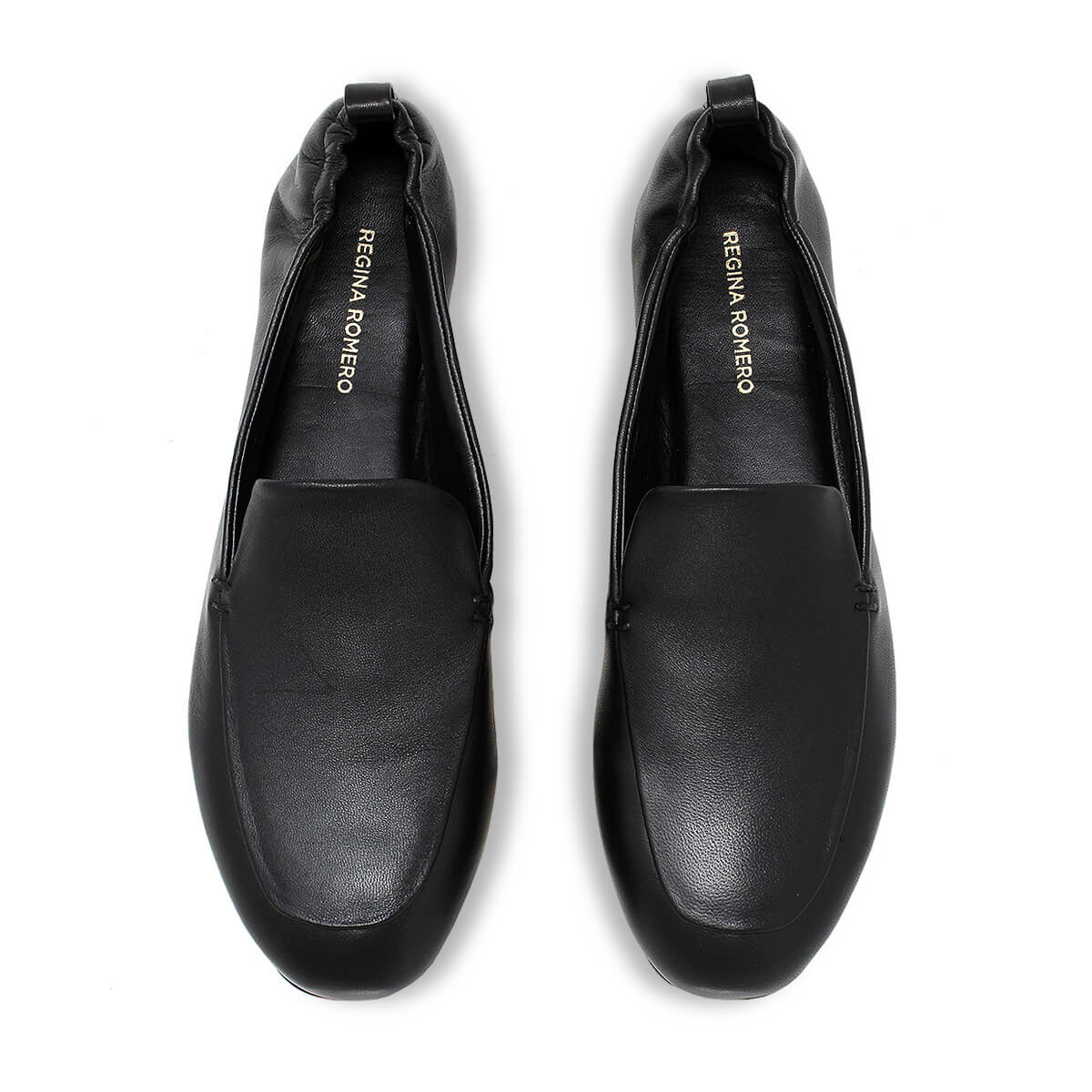 REBECA - Negro Regina Romero Zapato Mocasin de Piso Para Dama en Piel