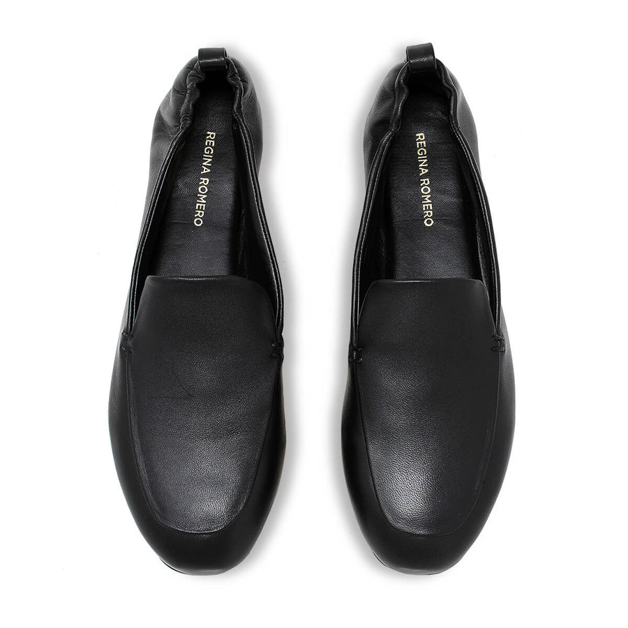 REBECA - Negro Regina Romero Zapato Mocasin de Piso Para Dama en Piel