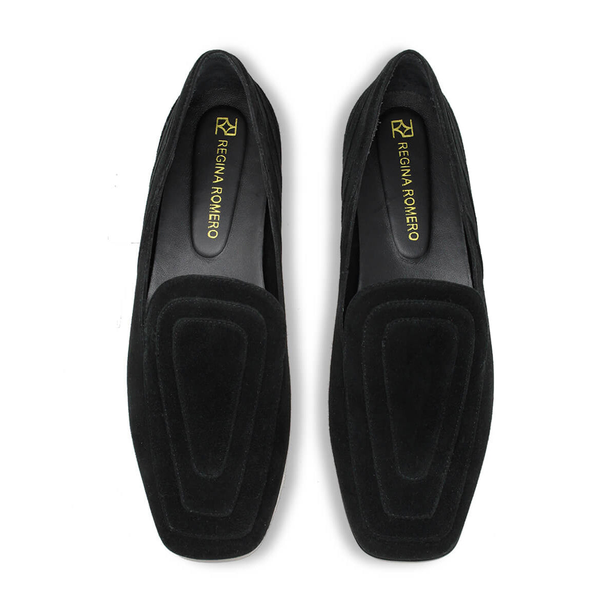RINGS - Ante Negro Regina Romero Zapato Mocasin de Piso Para Dama en Piel