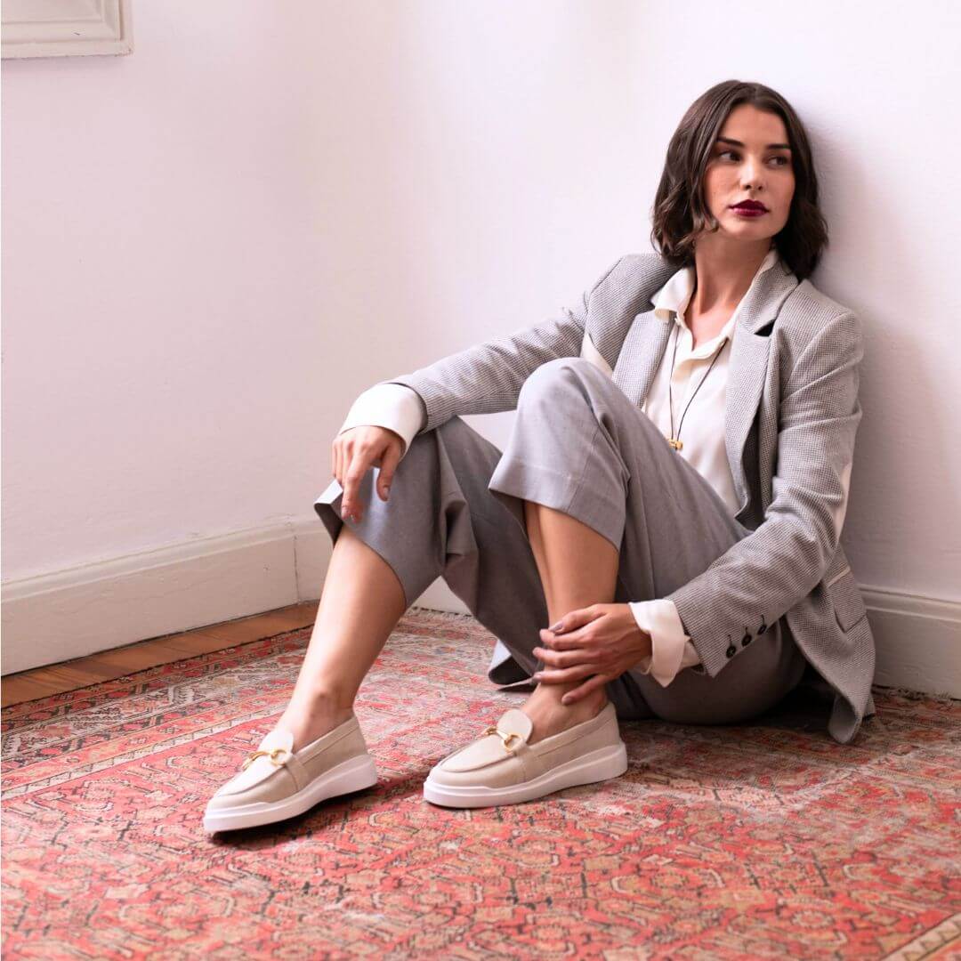 JUDY FLOW - Beige Regina Romero Zapato Tenis Urbano Sport Para Dama en Piel