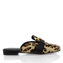 SAMMY - Beige Print Regina Romero Zapato Flat Mule de Piso Para Dama en Piel