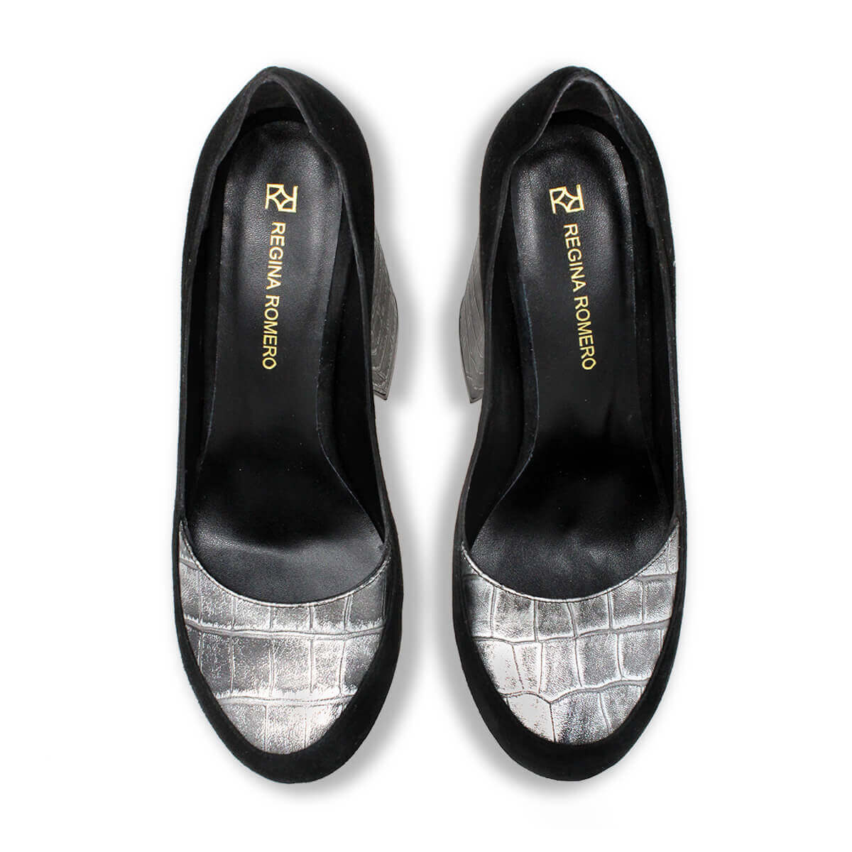 ROSE 150 - Plata Regina Romero Zapato Plataforma Tacon Alto Para Dama en Piel