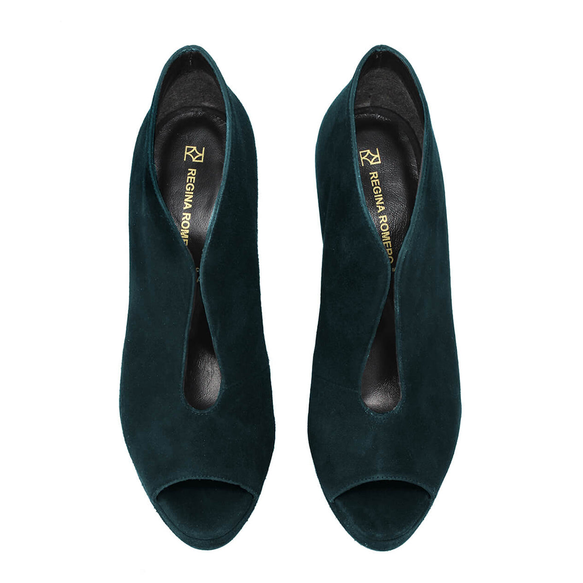ZAIS 125 - Ante Azul Verde Regina Romero Zapato Sandalia Plataforma Tacon Alto Para Dama en Piel