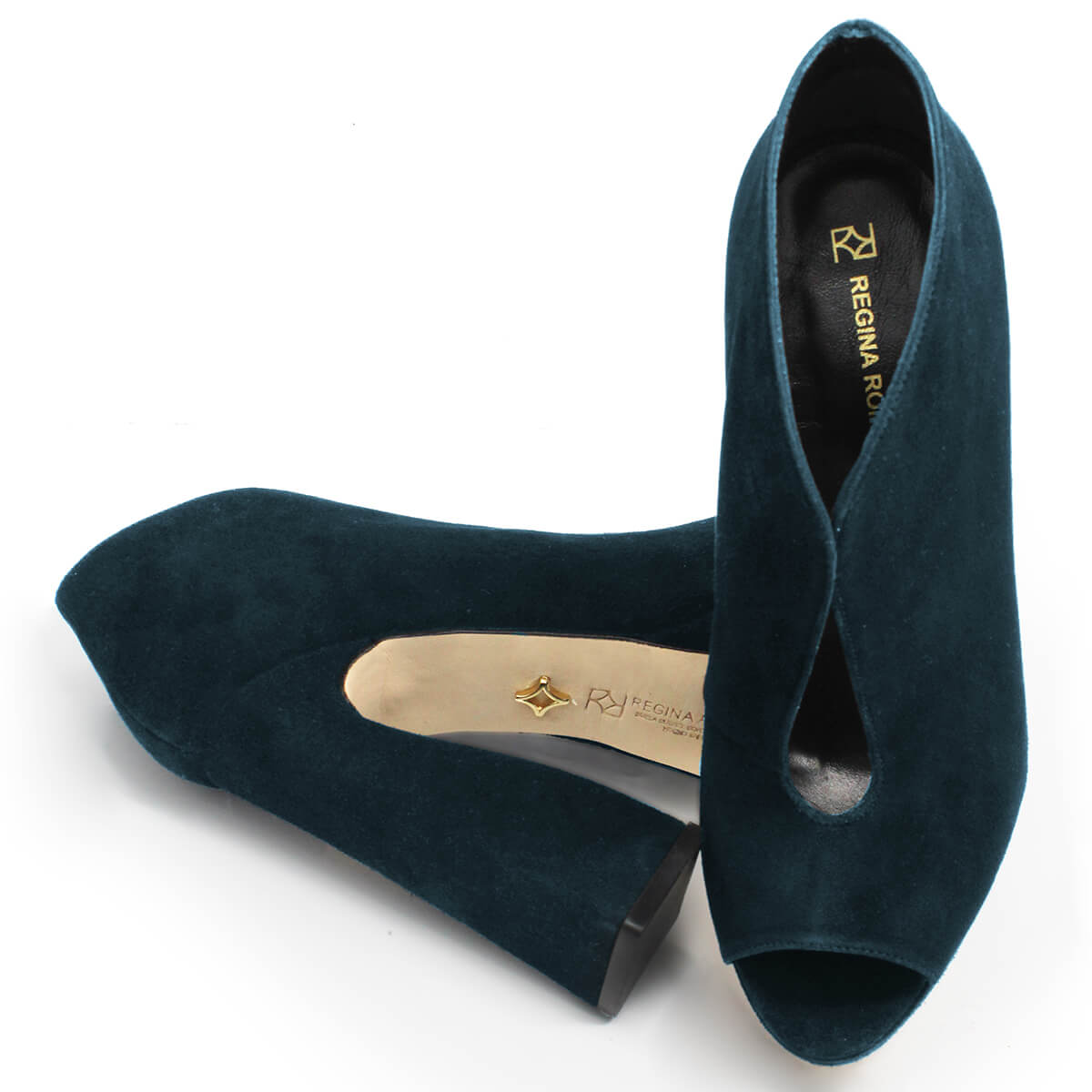 ZAIS 125 - Ante Azul Verde Regina Romero Zapato Sandalia Plataforma Tacon Alto Para Dama en Piel