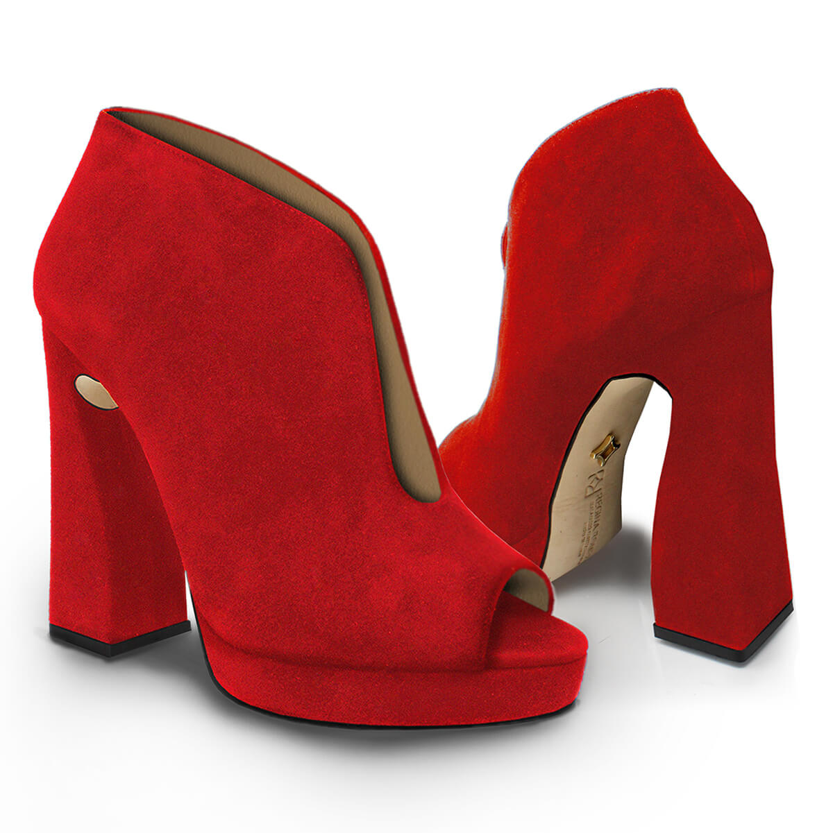 ZAIS 125 - Suede Carmin Regina Romero High Heel Platform Sandal Shoe for Women in Leather