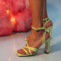 PIA 100 - Charol Verde Claro Regina Romero Zapato Sandalia Zapatilla Tacon Alto Para Dama en Piel