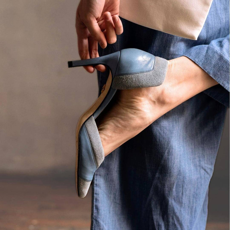 RANIA 75 - Azul Claro Regina Romero Zapato Zapatilla Tacon Alto Para Dama en Piel