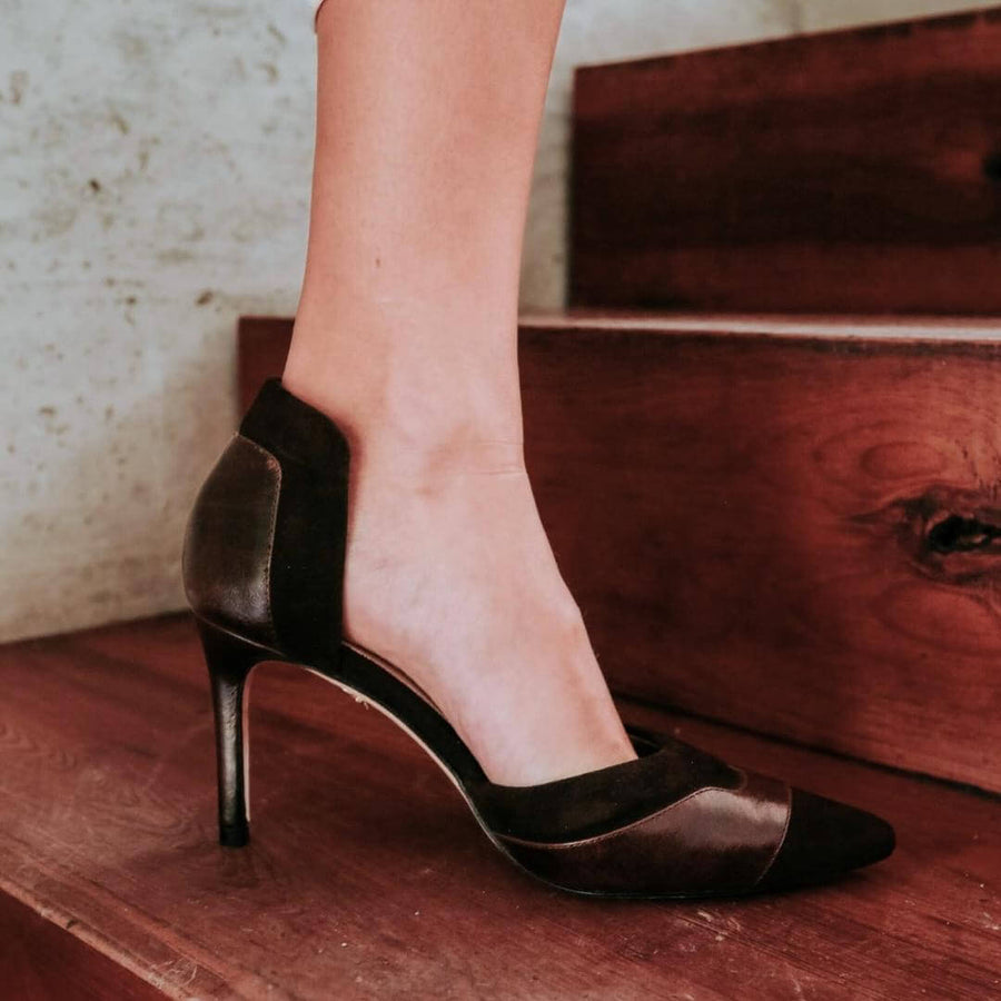 RANIA 75 - Cafe Regina Romero Zapato Zapatilla Tacon Alto Para Dama en Piel