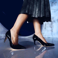 REGINA PUMP 75 - Black Regina Romero High Heel Sneaker for Lady in Leather