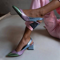 LIZZY 50 - Mix Pastel Regina Romero Zapato Zapatilla Tacon Bajo Para Dama en Piel