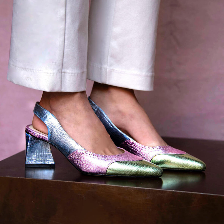 LIZZY 50 - Mix Pastel Regina Romero Zapato Zapatilla Tacon Bajo Para Dama en Piel