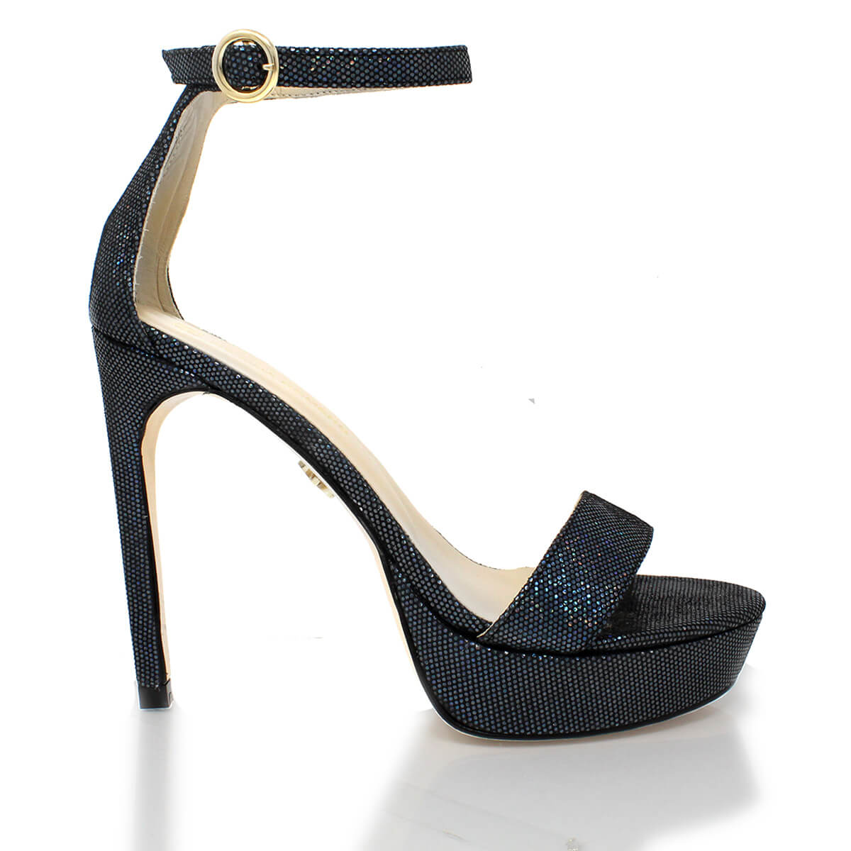 LAURA 125 - Glitter Negro Regina Romero Zapato Sandalia Plataforma Tacon Alto Para Dama en Piel