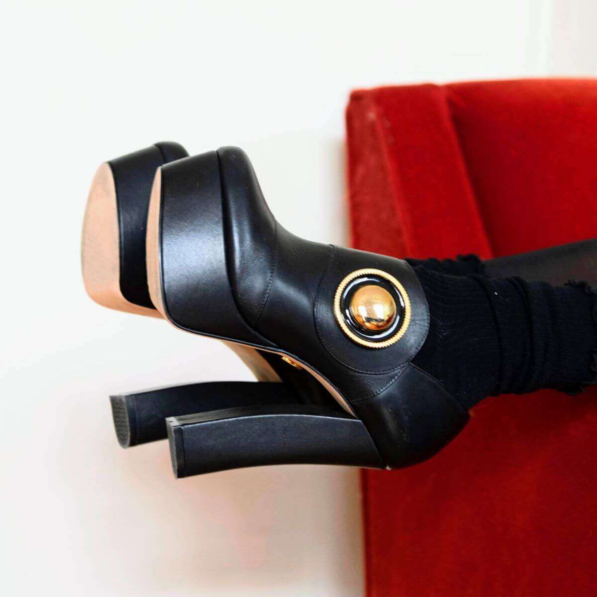 ESTELA 135 - Negro Regina Romero Zapato Plataforma Tacon Alto Para Dama en Piel