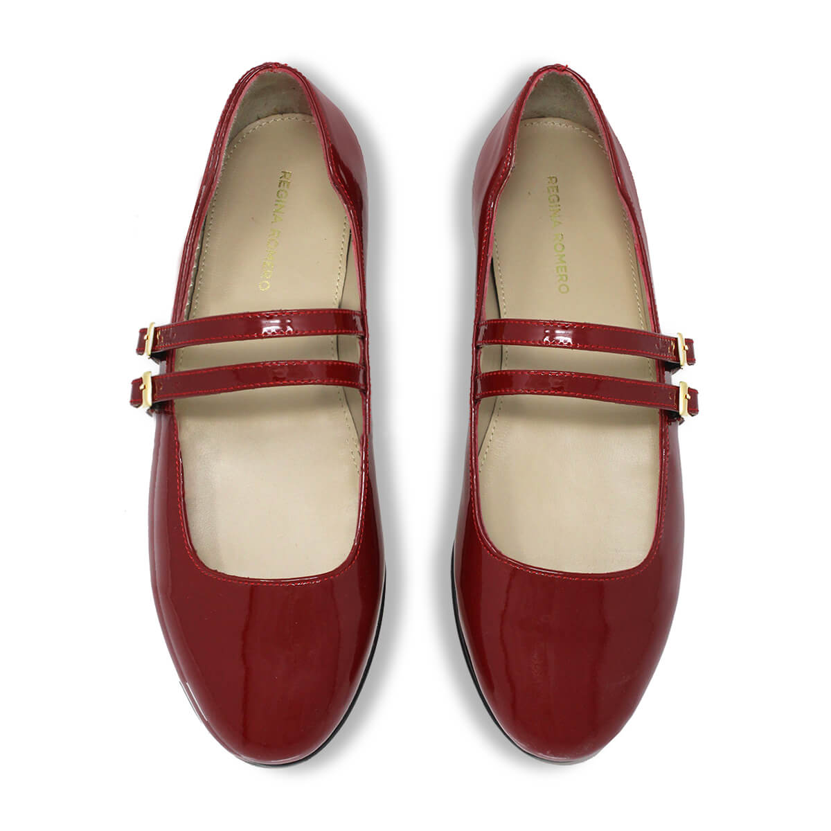 VIOLET - Charol Cherry Regina Romero Zapato Flat Balerina de Piso Para Dama en Piel