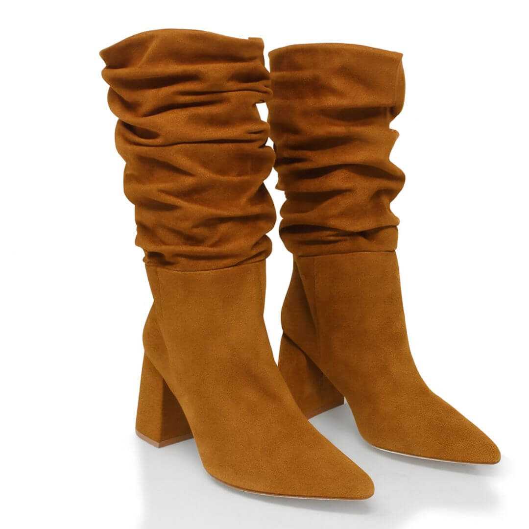 CASANDRA 75 - Tan Regina Romero Zapato Bota Botin Tacon Alto Para Dama en Piel