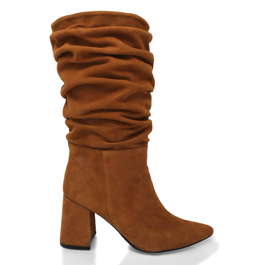 CASANDRA 75 - Tan Regina Romero Zapato Bota Botin Tacon Alto Para Dama en Piel