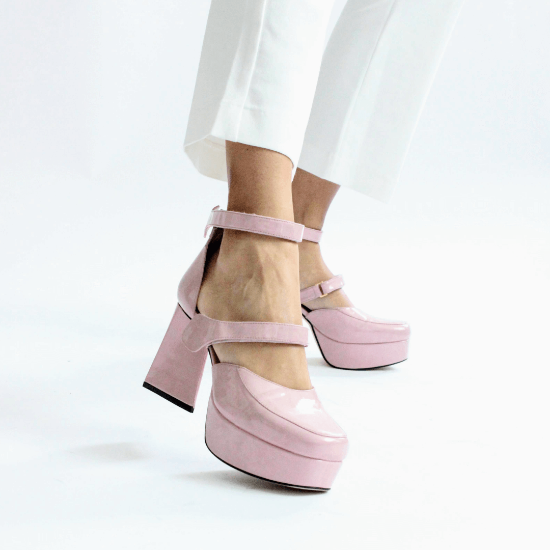 JETSON 95 - Charol Rosa Claro Regina Romero Zapato Plataforma Tacon Alto Para Dama en Piel