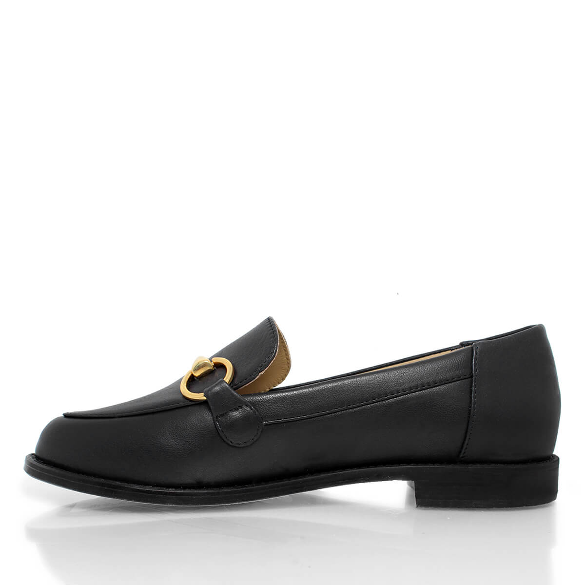 JUDY - Black Regina Romero Women's Flat Moccasin Shoe in Leather