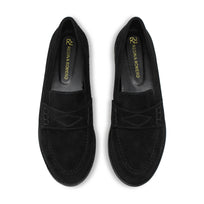 ALBERTA - Black Regina Romero Leather Flat Moccasin for Lady