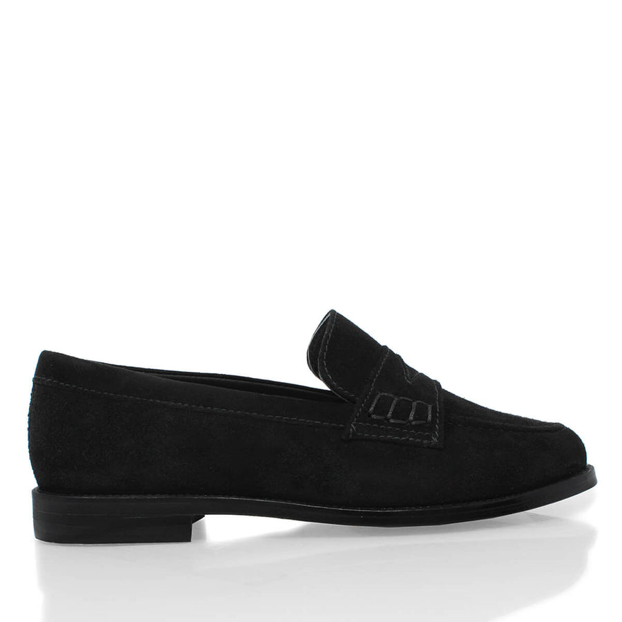 ALBERTA - Black Regina Romero Leather Flat Moccasin for Lady