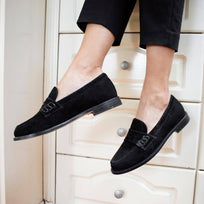 ALBERTA - Black Regina Romero Leather Flat Moccasin for Lady
