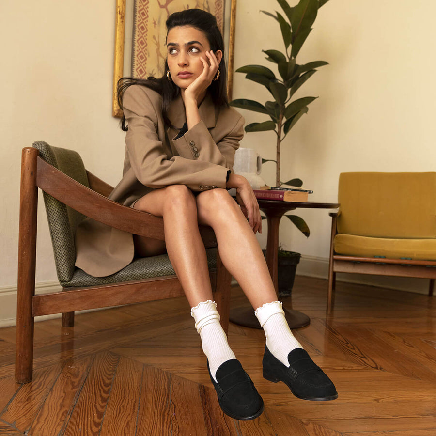 ALBERTA - Black Regina Romero Leather Flat Moccasin for Lady