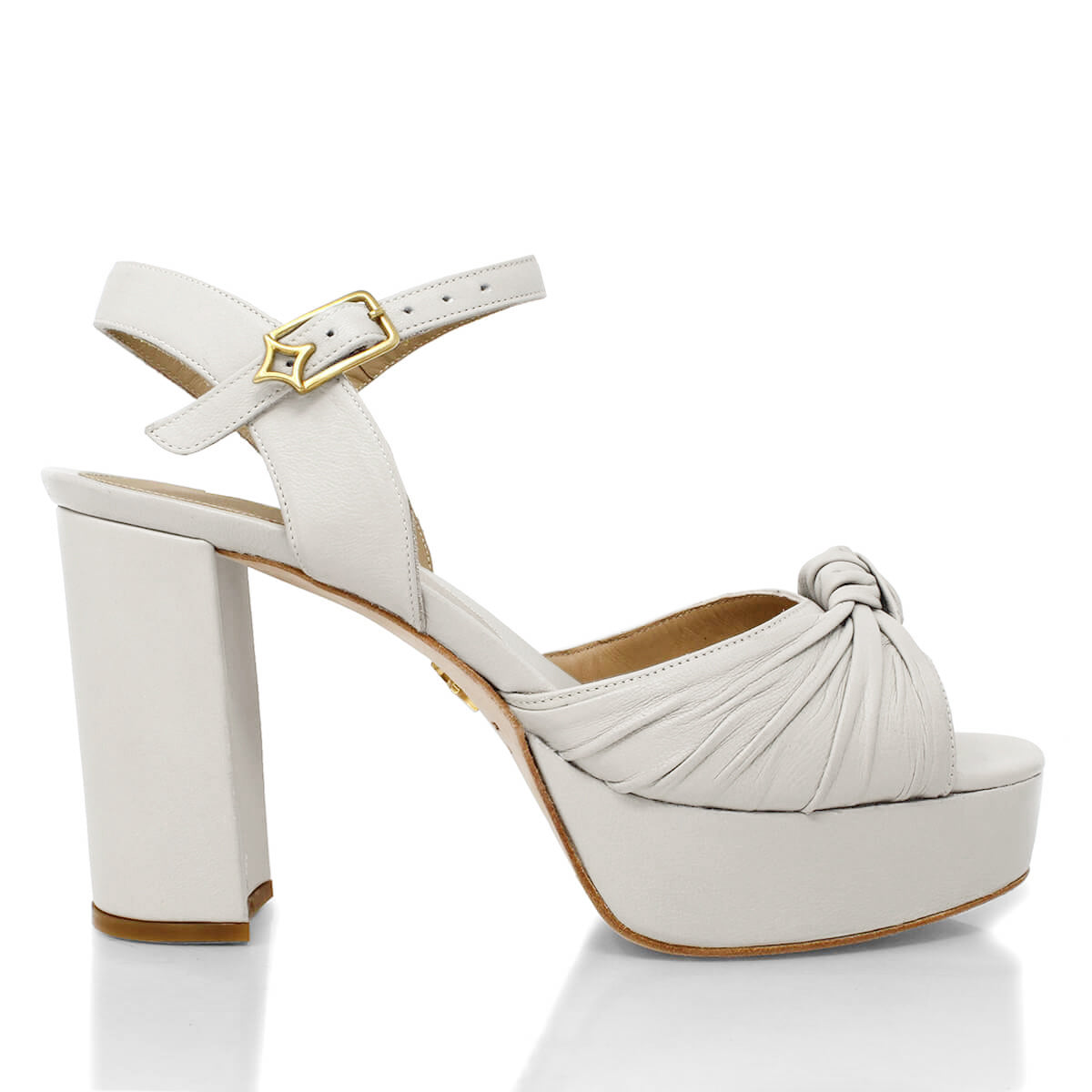 ALEKSANDRA 95 - Blanco Regina Romero Zapato Sandalia Plataforma Tacon Alto Para Dama en Piel