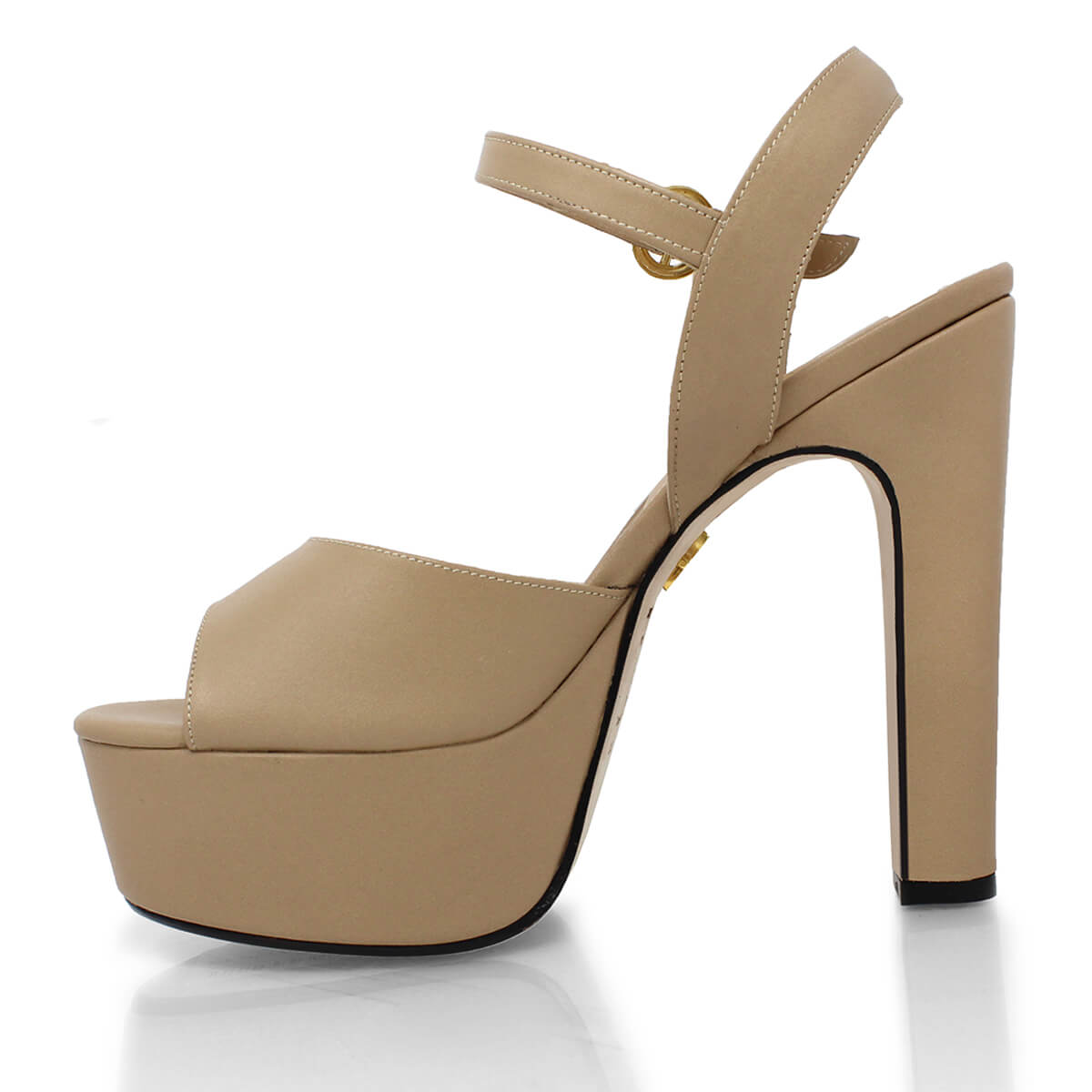 SABRINA 135 - Beige Regina Romero High Heel Platform Sandal Shoe for Women in Leather