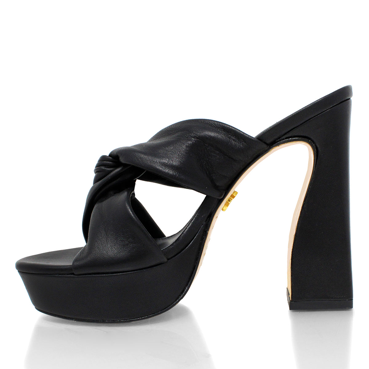 THALIA 125 - Black Regina Romero High Heel Platform Sandal Shoe for Women in Leather