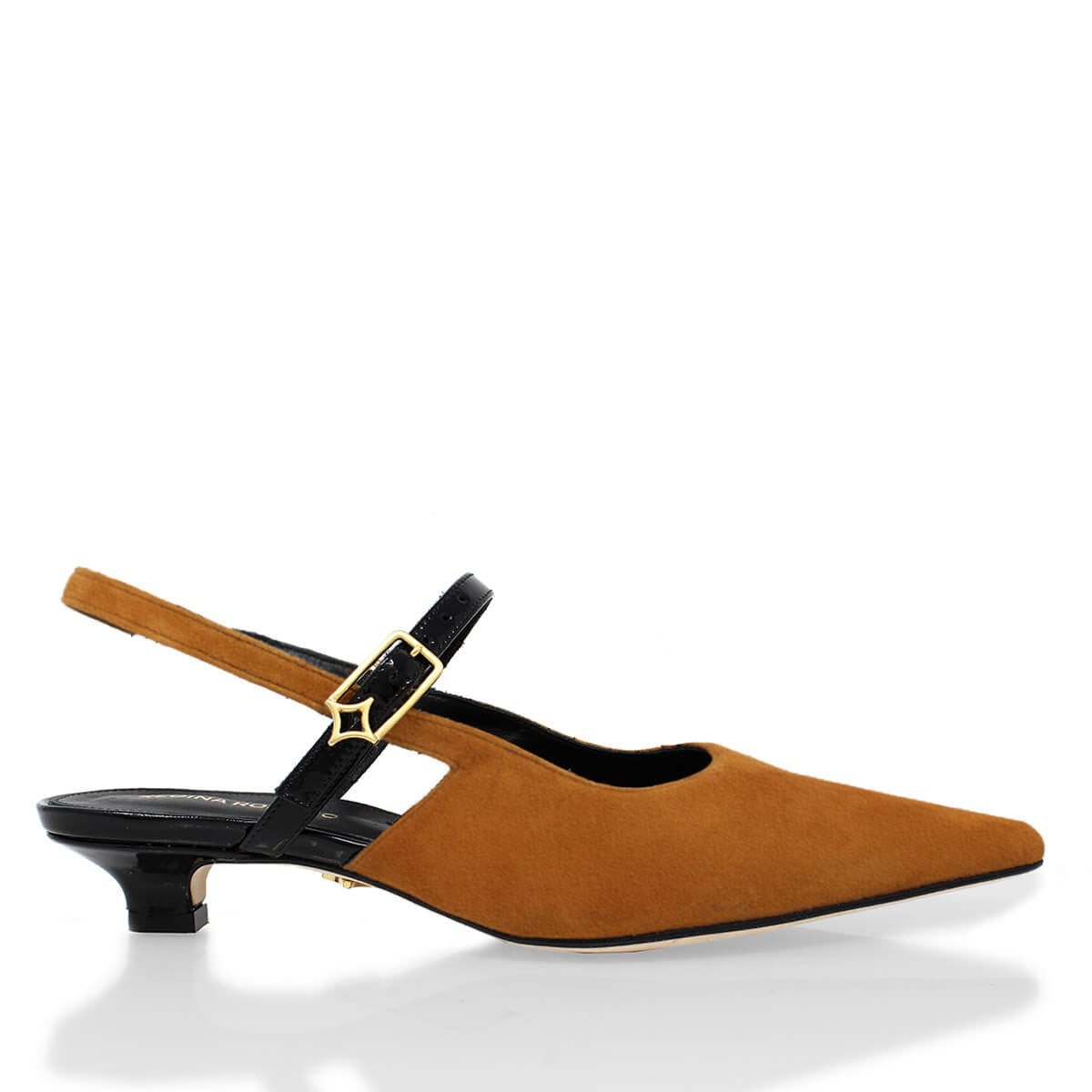 VANINA 30 - Tan y Negro Regina Romero Zapato Zapatilla Tacon Bajo Para Dama en Piel
