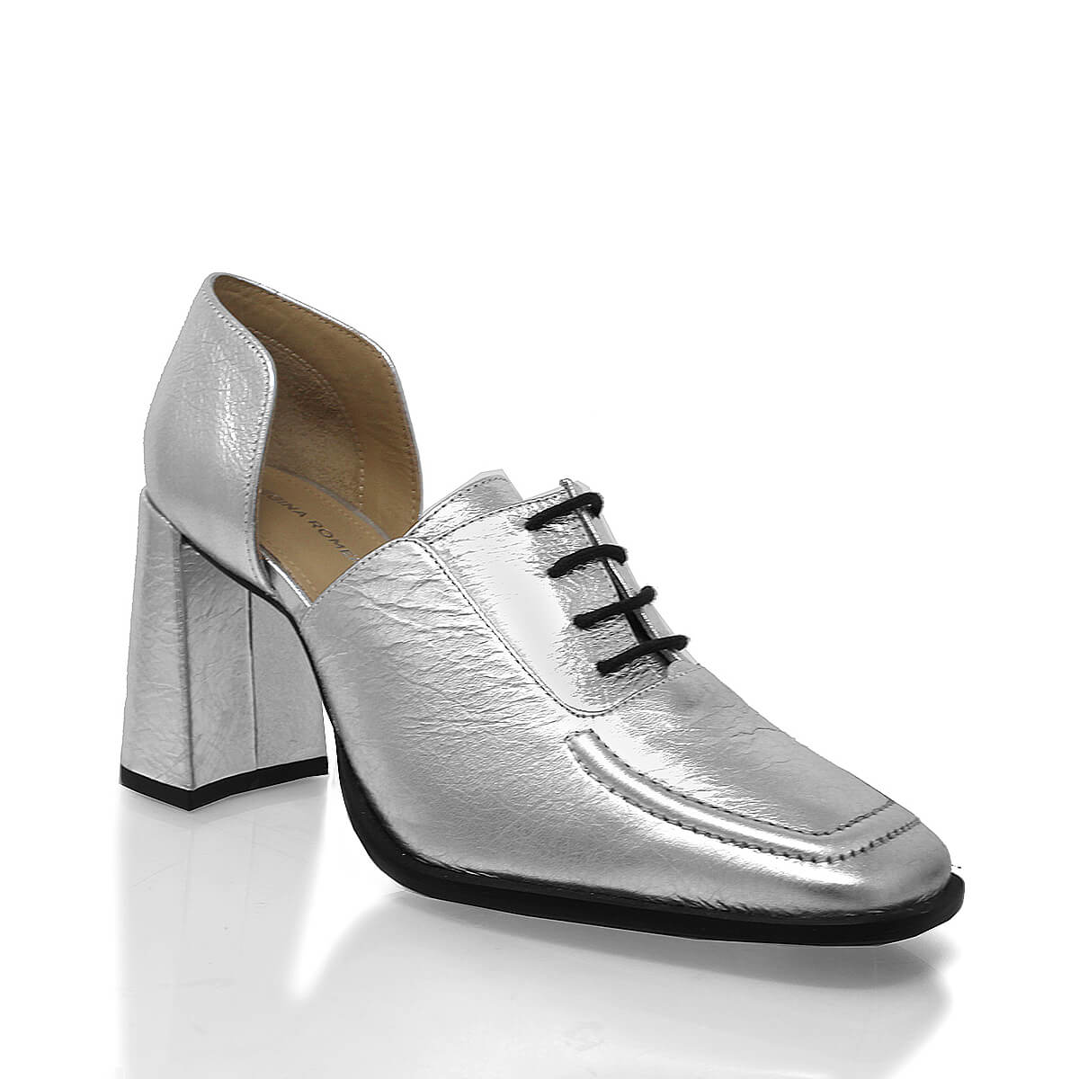 ERICA 75 - Black Regina Romero High Heel Sneaker for Lady in Leather
